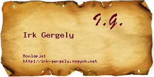 Irk Gergely névjegykártya